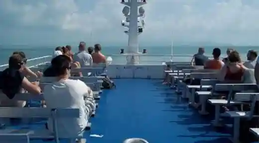 ferry top desk with people