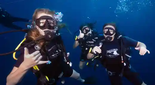 Echo Divers Koh Tao SSI Open Water students enjoying their first open water dive in Koh Tao, Thailand
